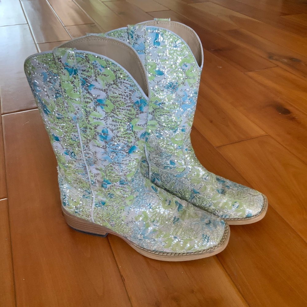 Rare girls Roper boots lime green size 3